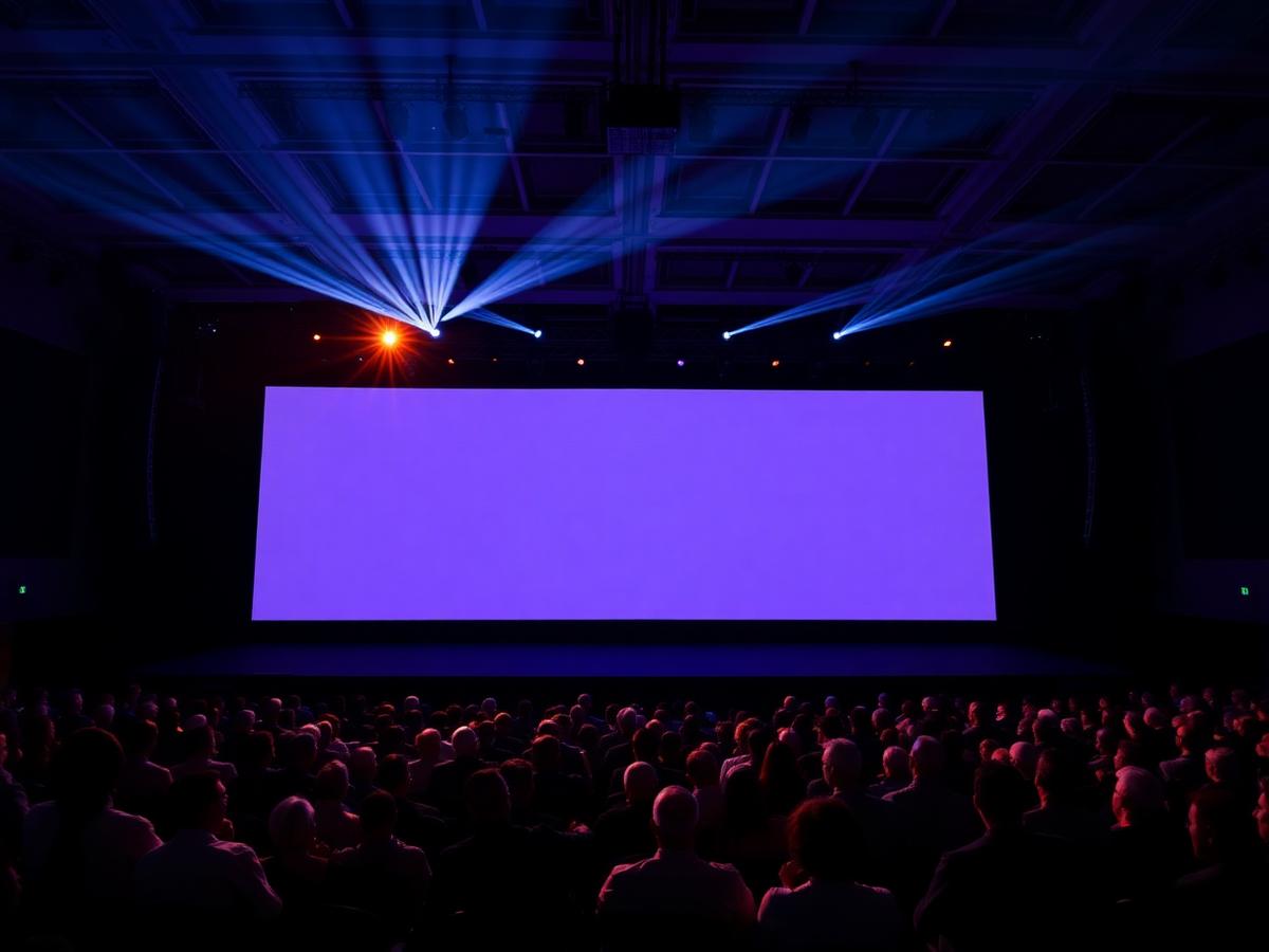 Conference stage with a large LED backdrop screen