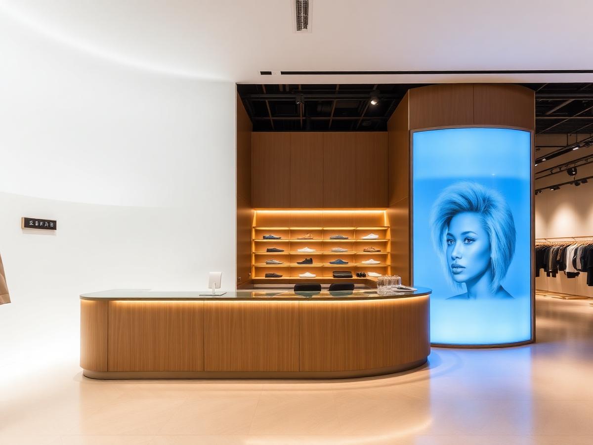Retail flagship store with a curved LED display
